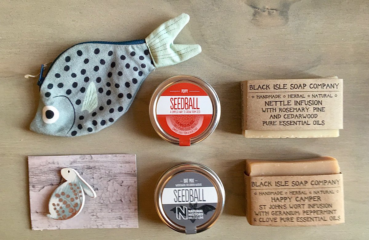 StFergusGallery's tweet photo. Need some last-minute gifts or stocking fillers? We have beautiful soaps from the Black Isle Soap Company, seed balls to brighten your garden and these rather sweet brooches and  purses.
We're open tomorrow and Christmas Eve, 11am - 4pm. https://t.co/RWctvZtG9n