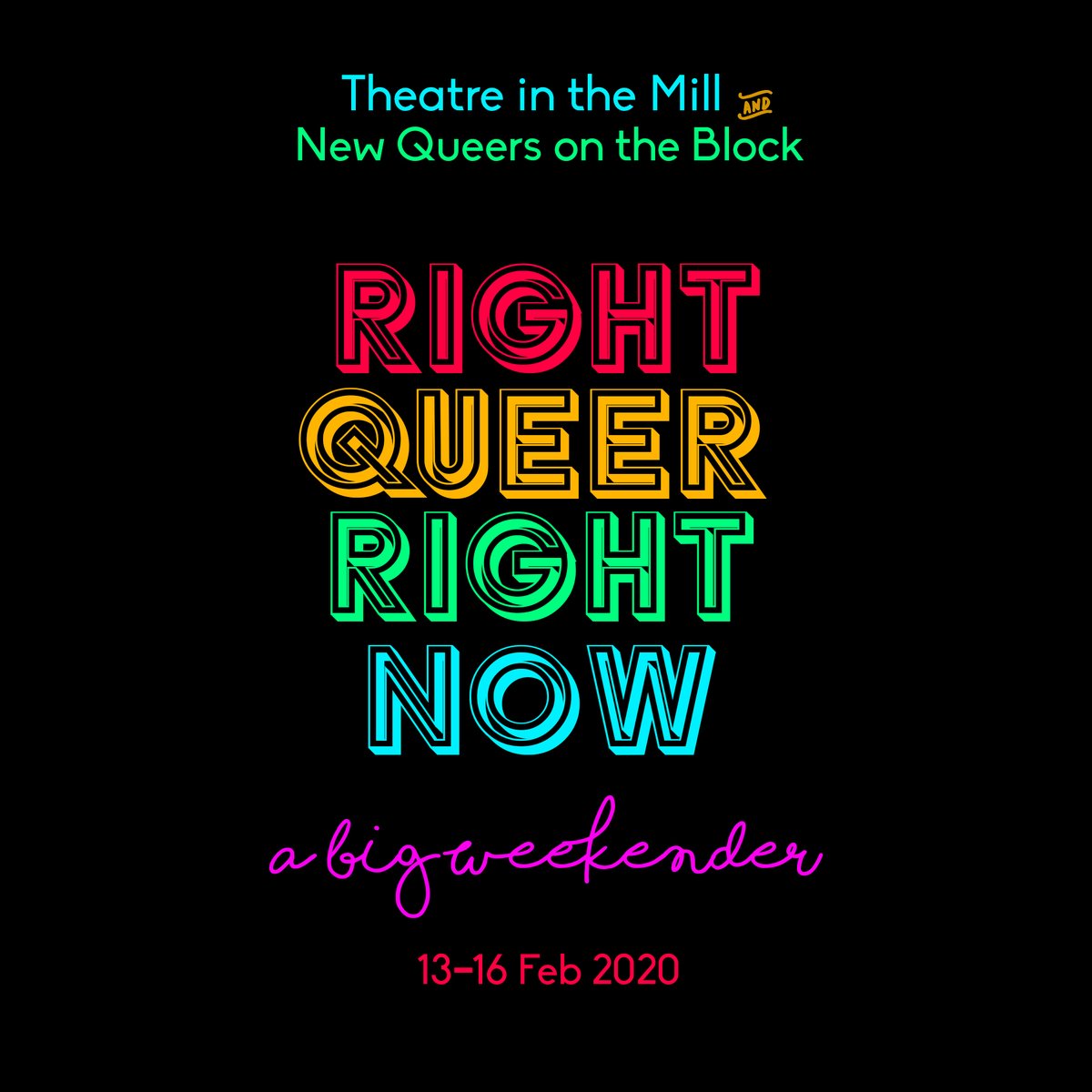 We are so, so proud to be announcing our next Weekender: Right Queer Right Now!

Click here to see the amazing line-up we've got in store for you, in collaboration with @marlboroughbtn's New Queers on the Block: theatreinthemill.com/rightqueerrigh…

#RightQueer