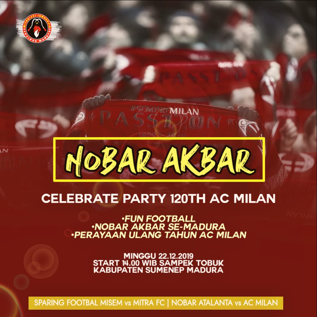 MISezMadura091's tweet photo. Jek sampe loppah Tretan #funfootball dilanjut #nobarakbar #atalantamilan minggu tanggal 22 Desember 2019 neng @MI_Sumenep dalam rangka Anniversario @acmilan #pass120n #milanday #madurasettong cc @MilanistiOrId @MI_JATIM https://t.co/b70HGDL7Hl