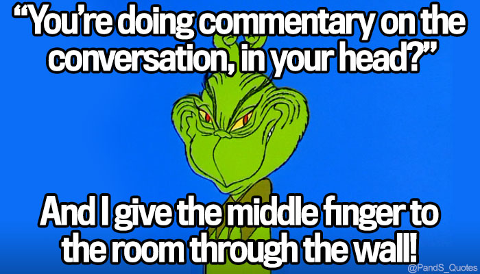 PandS_quotes's tweet photo. "You’re doing commentary on the conversation, in your head?" @SebastianComedy "And I give the middle finger to the room through the wall!" @mycorreale #EP381 https://t.co/3pCLEp2Ia4