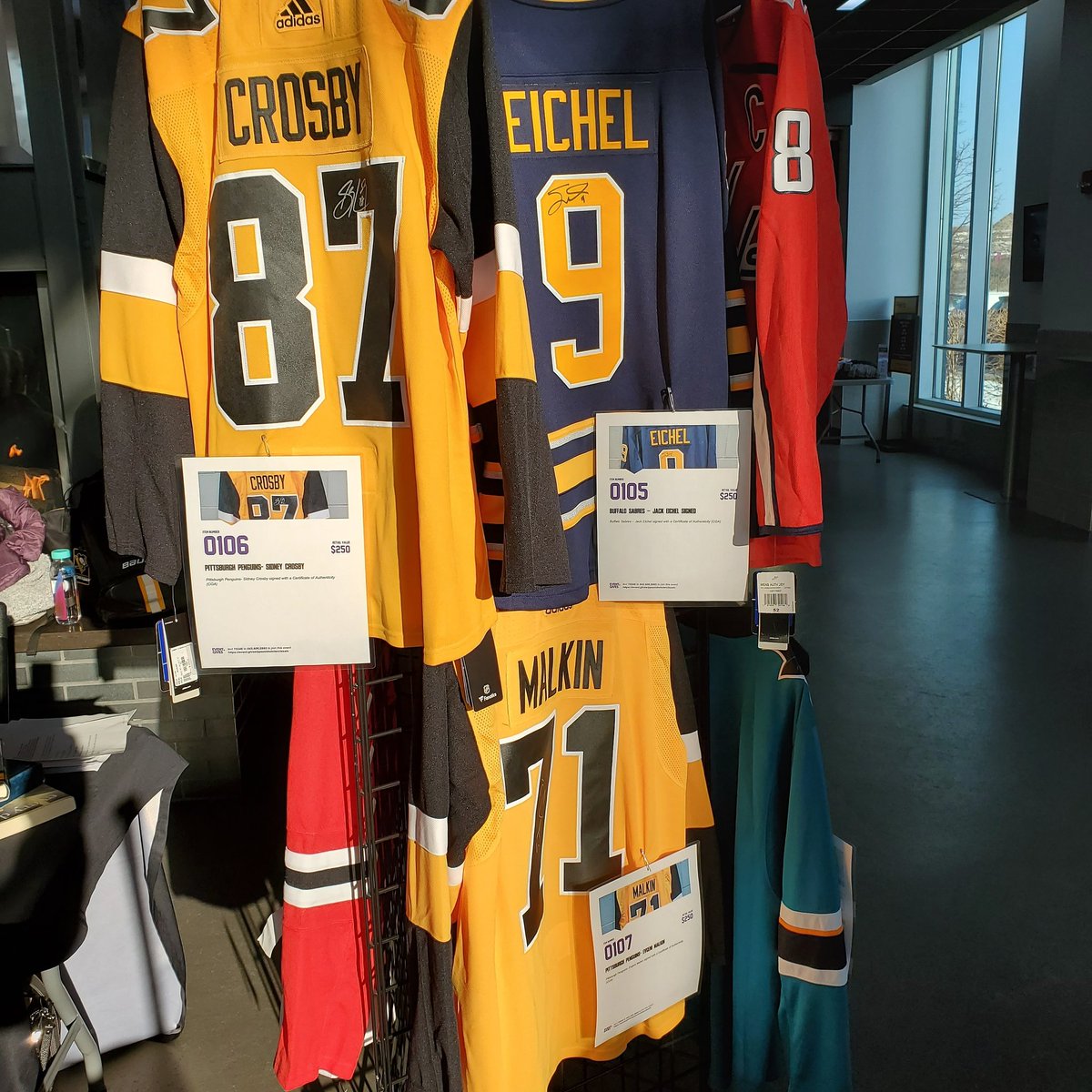 questforquebec's tweet photo. Signed Jerseys with certificates from Crosby, Malkin, Ovechkin, Eichel and many more!  Auction closed Dec 21, 8pm EST https://t.co/3dGcE7mhlo https://t.co/vMARXhMkvQ