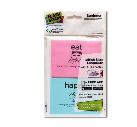 SignatureDeaf's tweet photo. Signature British Sign Language FlashSticks® are now available to buy from the Signature Shop.
Each BSL pack contains 100 unique words to learn, each one printed on its own unique Post-it® Note.
Buy them here: https://t.co/OAonmtTLYY #BSLFlashsticks #Flashsticks https://t.co/c1ZPoDaQh4