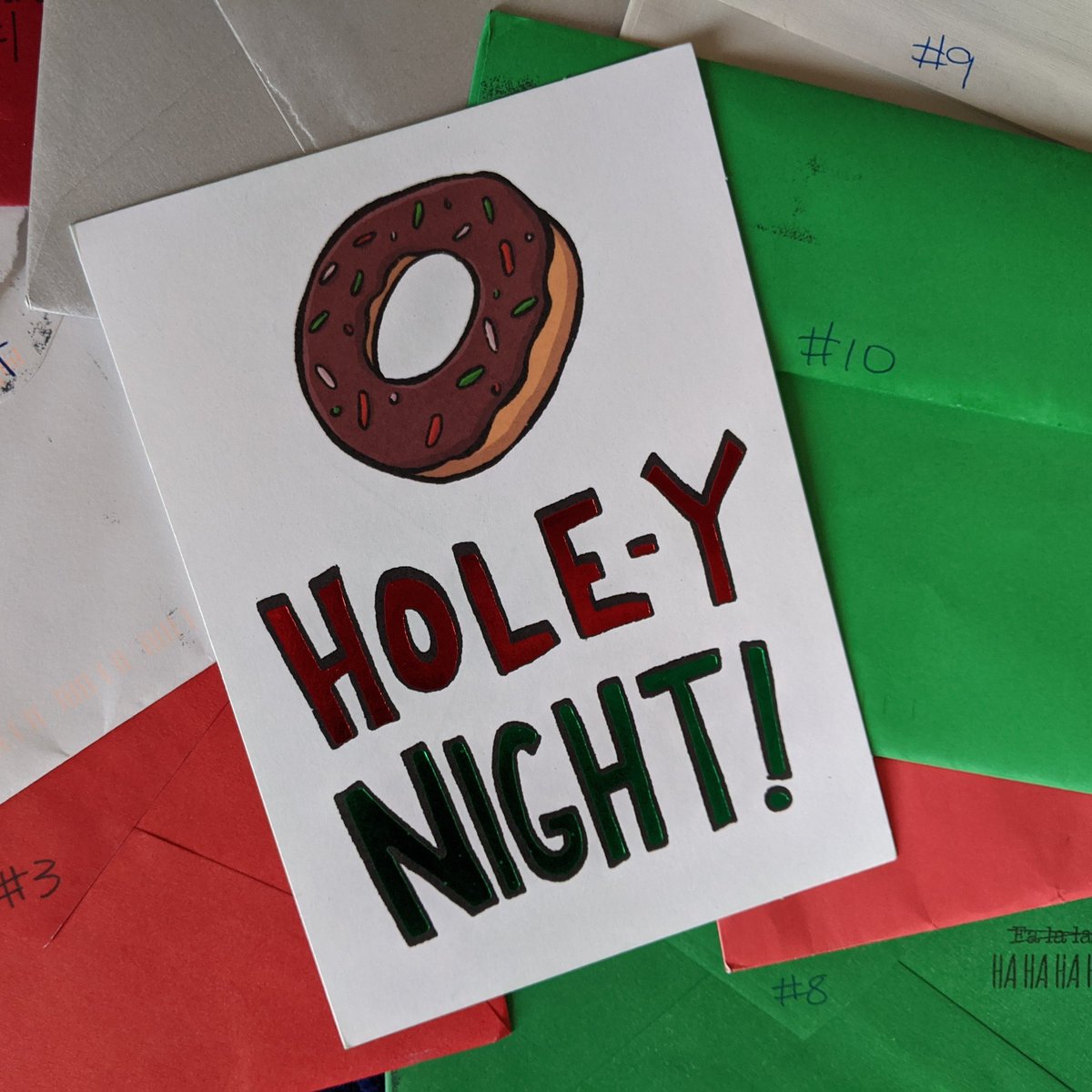SBCrispell's tweet photo. #AdventCard 8 from my donut-obsessed sister. I now have a mission to find great donuts in Edinburgh before @Kariede visits! https://t.co/ngweajTkH8