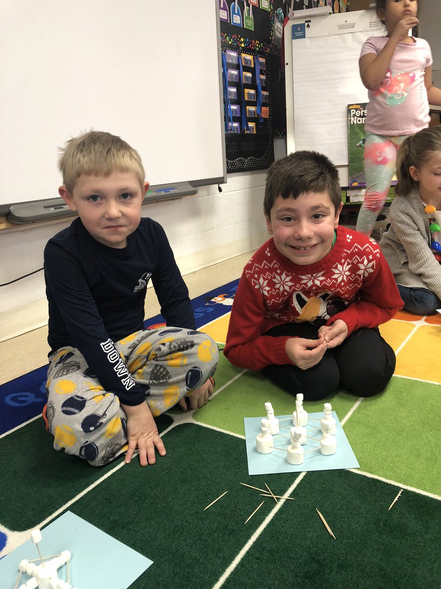 The 1st, 2nd and 5th graders got busy this morning building STEM snowflakes!! #HawthorneElementary