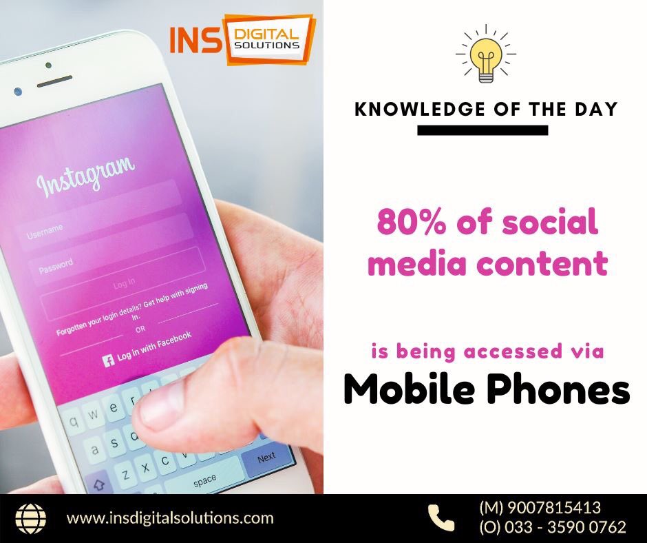 insdigitalsol's tweet photo. Knowledge of the Day:-

80 % of Social Media Content is being accessed via Mobile Phones.

 #knowledgeoftheday #digitalmarketingfacts #socialmediafacts #insdigitalsolutions https://t.co/DP5Fjg0CEZ