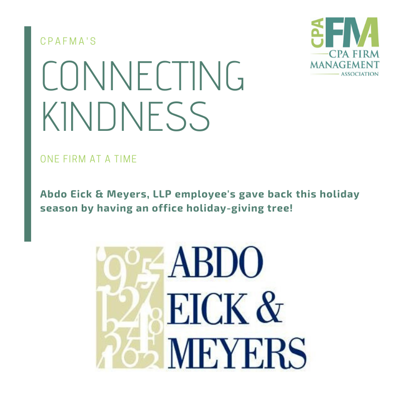 cpafma's tweet photo. @aemcpas and their COO, @iamcinnamom, had a holiday giving tree in their office where they fulfilled requests of individuals in need this holiday season. Firm employees purchased the items that were requested, wrapped and delivered the presents! #FMAActofKindness #CPAFMAConnect https://t.co/BjbCIfYZyH