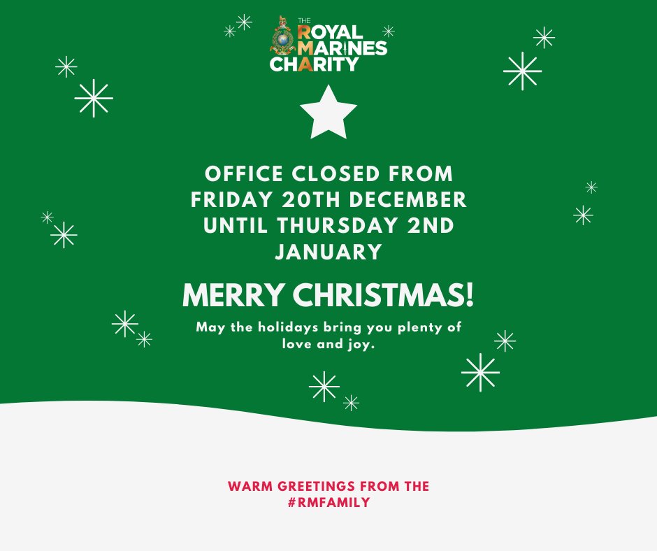 Christmas Office Hours Update! Please note that the charity offices will be closed from Friday 20th December until Thursday 2nd January. We wish everyone a Merry Christmas and a Happy New Year!