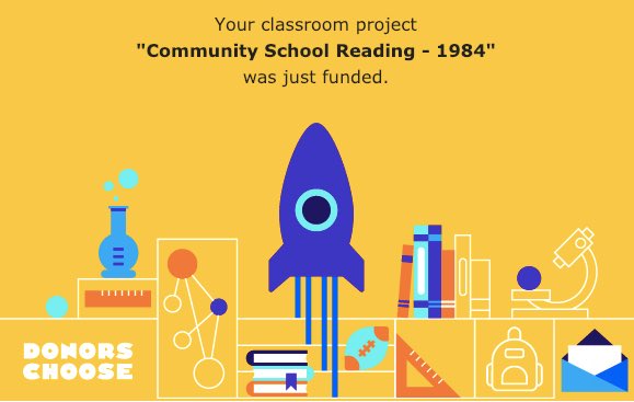 Our Community School project to obtain a class set of the book 1984 by George Orwell is now FULLY FUNDED! #Thankyou to those who donated! #StrengthInTeam #StrengthInCommunity 📖📗❤️