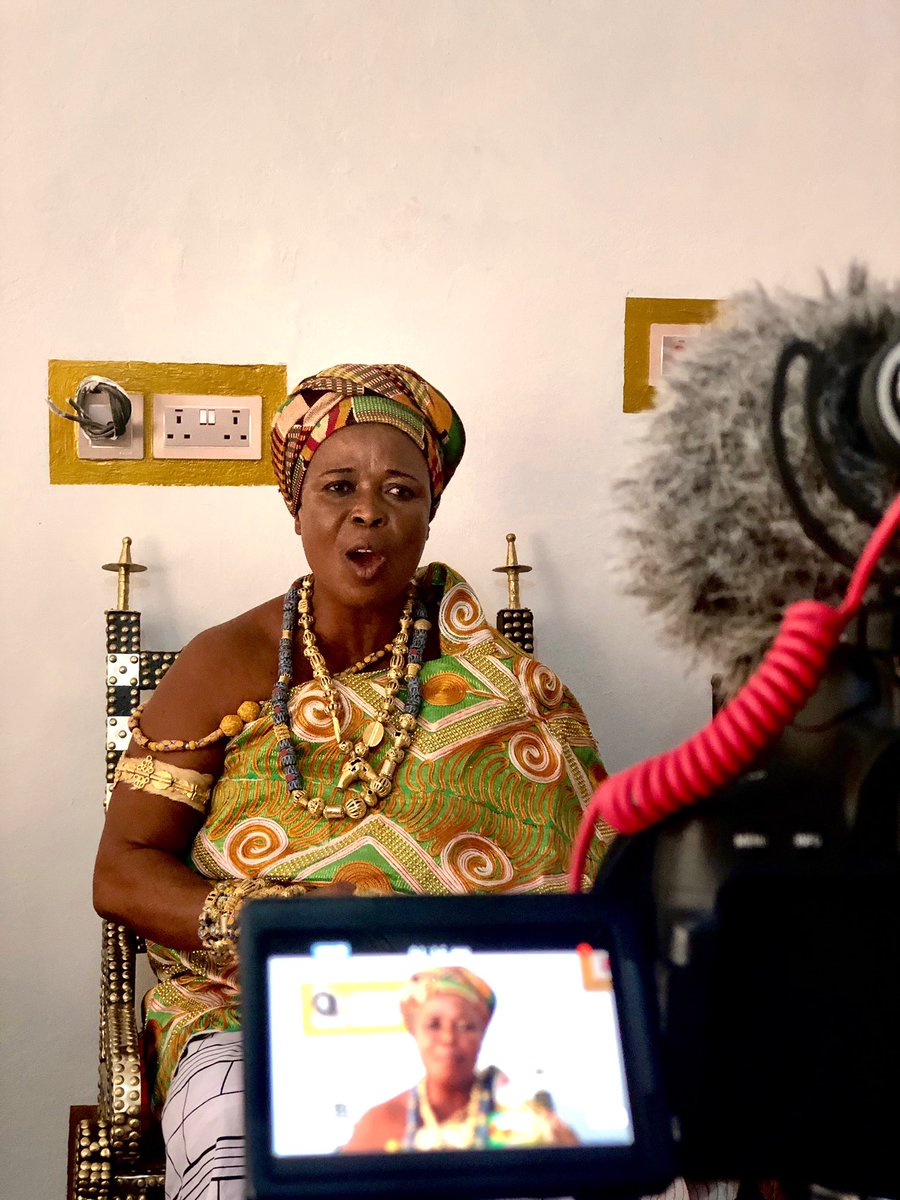 adventurouskam's tweet photo. I had the privilege of sitting in the presence of royalty. I was asked to video record an important message regarding an urgent concern in a village called Enkumfi. 
This Queen is the Queen Mother of the village in Central Region of Ghana https://t.co/eeGWpteWus