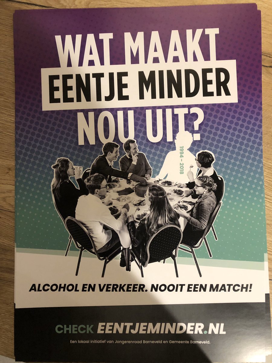 Campagne Eentje minder gestart. Complimenten voor de <a href="/JongerenR_Bveld/">JongerenRaad Barn.</a> die hiervoor het initiatief nam!