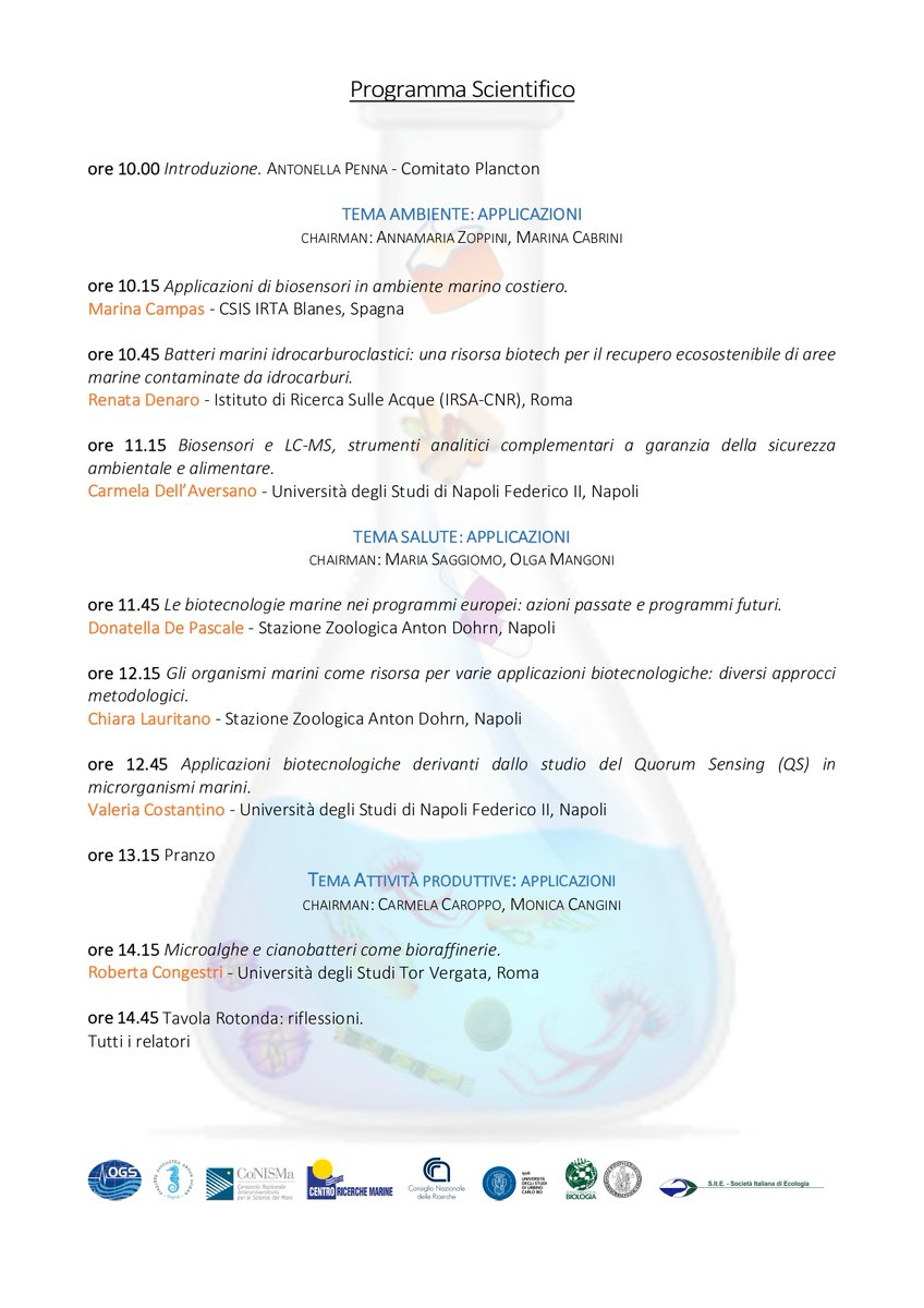 AISAMmicroalghe's tweet photo. Con grande piacere segnaliamo il Workshop "Applicazioni delle biotecnologie al plancton marino: obiettivi raggiunti e nuove sfide per la blue growth" organizzato dalla SIBM che si terrà a Roma il 21 febbraio 2020 (locandina in allegato). https://t.co/Um75sx30cc