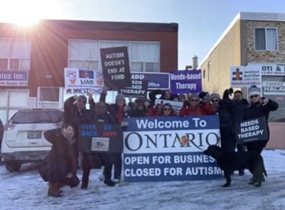 OAC members were out again today—in the cold—at <a href="/fordnation/">Doug Ford</a>’s constituency office to let him know that we’re tired of #PromisesMadePromisesDelayed #AutismDoesntEndAtFord #onpoli