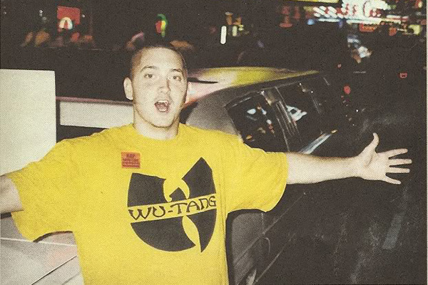 Eminem wearing a Wu Tang Clan t-shirt. (1990s)