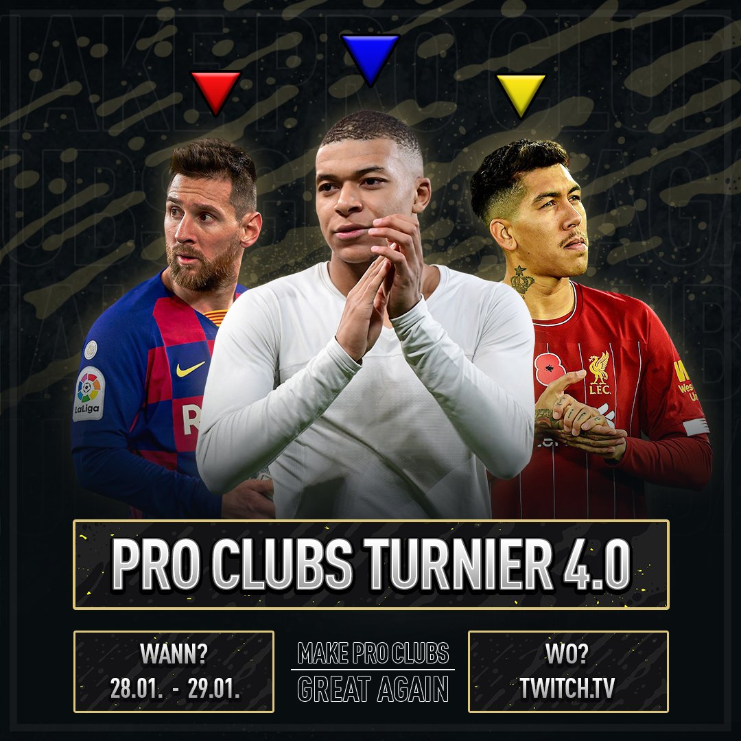 Das 4te #MakeProClubsGreatAgain Turnier geht bald los🥳
Checkt Discord für mehr Turnier-Infos : discord.gg/98c6C7U

Kleines Giveaway (20€ PSN)
Bedingungen um teilzunehmen : 
- Folgt <a href="/MakeProClubs/">MakeProClubsGreatAgain</a>
- RT diesen Tweet &amp; markiert euren LieblingsStreamer

Aufgelöst wird am 12.01