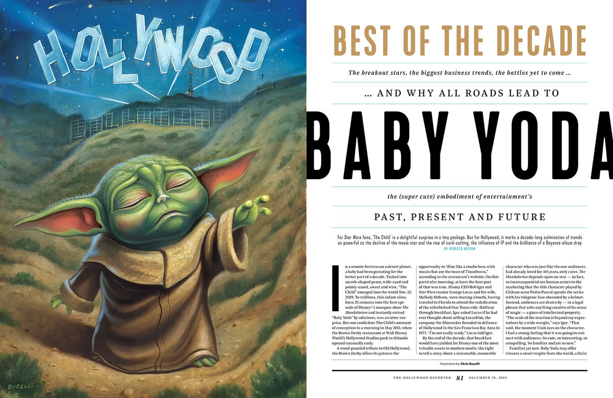 Got my holiday wish and was hired to paint BABY YODA (taking over Hollywood)! Thank you The Hollywood Reporter <a href="/THR/">The Hollywood Reporter</a> and <a href="/yeskelsey/">Kelsey Stefanson</a> . #BabyYoda #TheMandolorian #chrisbuzelli