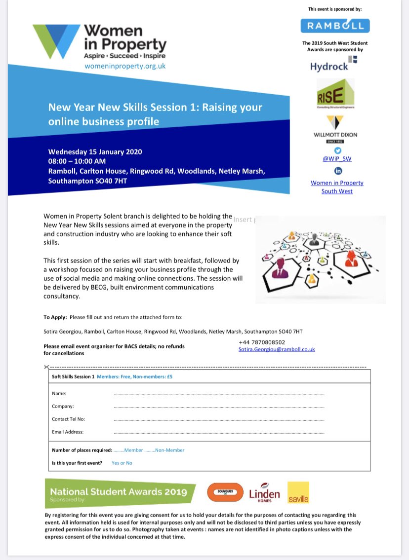 WiP_SW's tweet photo. Our #Solent branch is hosting a series of workshops for those looking to enhance their soft skills. Our first session on 15th Jan is focused on raising your business profile via social media delivered by @BECGUK. Email sotira@georgiou@ramboll.co.uk to secure your space #WIPSolent https://t.co/xJdz1u9mke