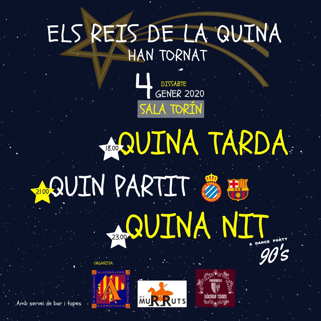 FRTuit's tweet photo. Quina... por! El dia 4 de gener passaran coses i nosaltres no ens ho perdrem. Per primera vegada ens ajuntem amb @AlmoGarrotxins i @ElsMurruts per fer una tarda/nit per recordar! https://t.co/6he9mhSTVW