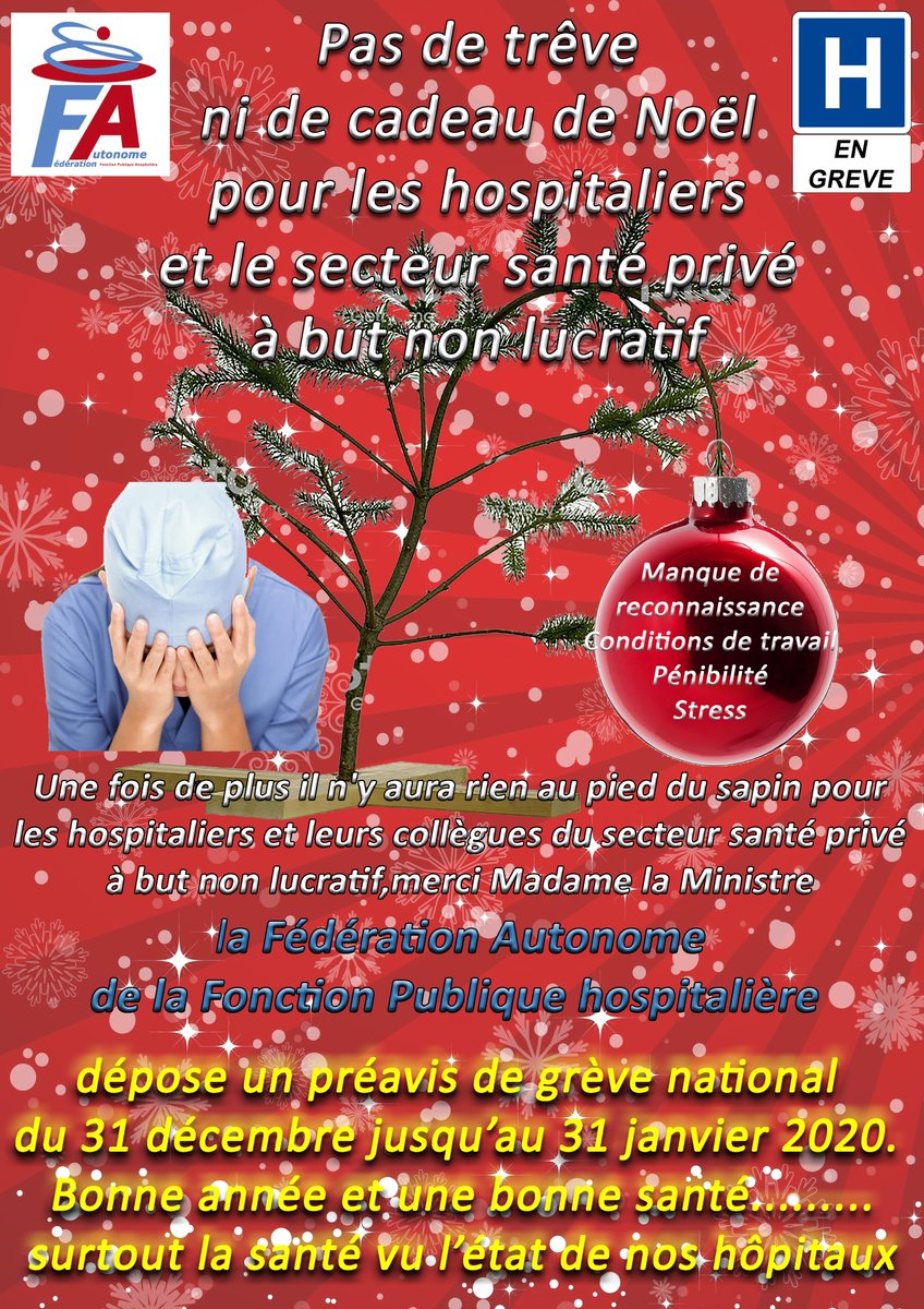FederationAuto's tweet photo. [HOSPITALIÈRE] La #FAFPH dépose un préavis de grève jusqu'au #31Janvier2020 https://t.co/YxvVp3Z4hK