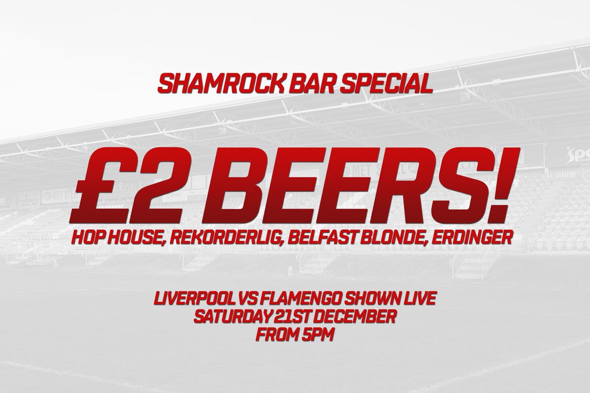 With no Mid-Ulster games tomorrow we'd encourage those who normally play on Sat afternoons to join us at Shamrock Pk as we take on the PSNI

We've 'Santa Saturday' &amp; are also showing the Liverpool v Flamengo match which ko's at 5:30pm in the clubrooms with drink promos running