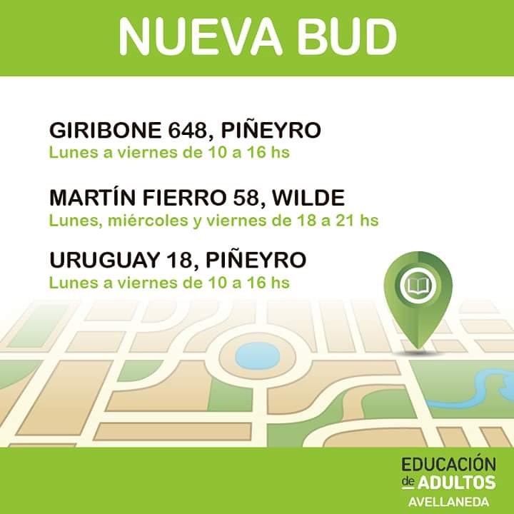 educavellaneda's tweet photo. #educacion #adultos
A partir del día de hoy la BUD de Mitre 331, va a estar cerrada por refacciones. Les dejamos a continuación las tres BUD donde pueden dirigirse para entregar sus certificados para inscripción 2020, u otras consultas
Muchas Gracias https://t.co/UH4Gg6zcDD
