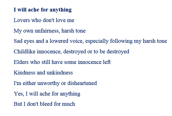 AKonasi's tweet photo. I Will Ache For Anything - Amy Konasi
#oc #poetry #WritingCommnunity https://t.co/7bm7DvptTY