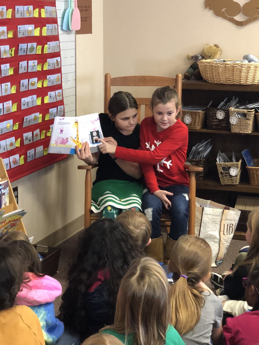 4th graders teaching their kindergarten buddies all about Hip Dysplasia, which one of them has! Teaching through experience ❤️ @yaney_bunch