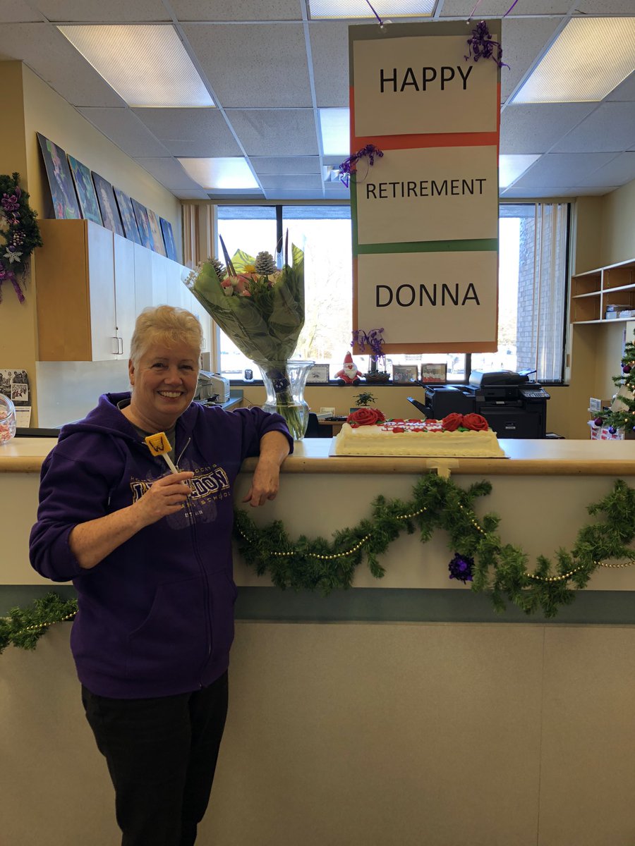 IEWeldonSS's tweet photo. It is Donna’s last day at Weldon!  Donna Powell retires today after eight years in our main office.  No more bells or late slips!  All the best!  We will miss you!😺 https://t.co/VPuVLnuLeD