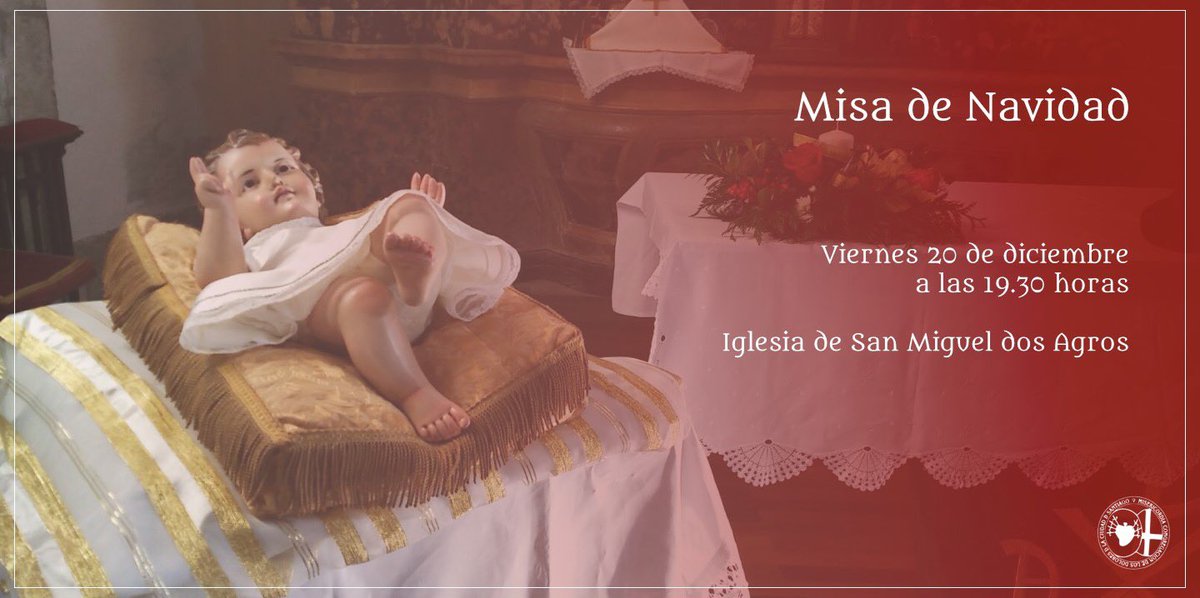 🎄 Misa de Navidad

📆 Hoy viernes, 20 de diciembre, a las 19.30 horas
⛪️ Iglesia de San Miguel dos Agros

Eucaristía, villancicos, visita al Belén parroquial y productos navideños por cortesía de la parroquia y Cofradía. 

Te esperamos!