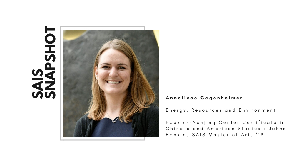 SAISHopkins's tweet photo. Check out this week's snapshot on @ERESAIS student Anneliese Gegenheimer, who has a lot to celebrate this year as a December graduate of the @HopkinsNanjing Center Certificate + Johns Hopkins SAIS MA program and a new Senior Analyst at K&amp;M Advisors. 👏https://t.co/kz40xluXcN https://t.co/3QUAGzGyAC