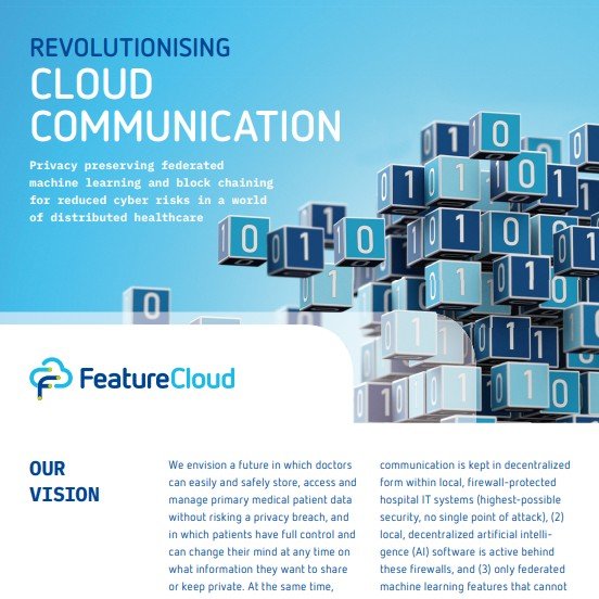 Feature_Cloud's tweet photo. The FeatureCloud project flyer is now available!
The web version can be downloaded from our website, the print version (DIN A5) is available for download for project members via our intranet (Keyways).
https://t.co/h95brK9bjc
https://t.co/HTAfoqrHzs
#AI #SecureMedicalData #Cloud https://t.co/Vg1NK11yCY