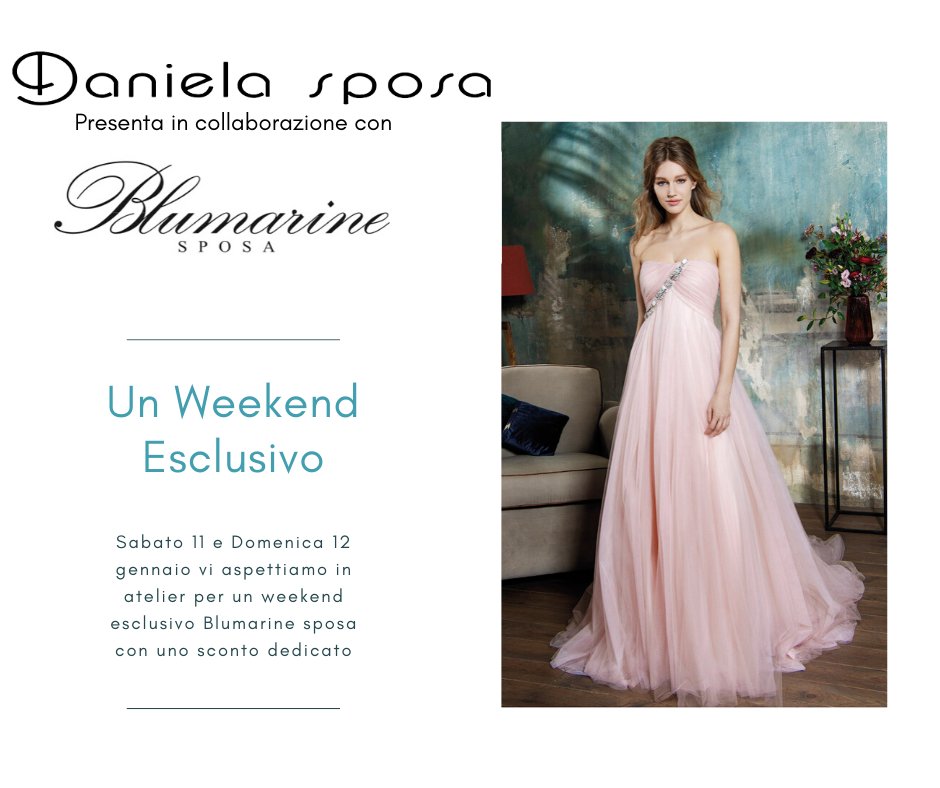 DanielaSposa's tweet photo. Grande evento esclusivo Blumarine!
11 e 12 gennaio 2020 un weekend esclusivo dedicato solamente alle #spose e agli abiti #Blumarine.
https://t.co/0YM4QM1vyK https://t.co/ISQz0hTmii