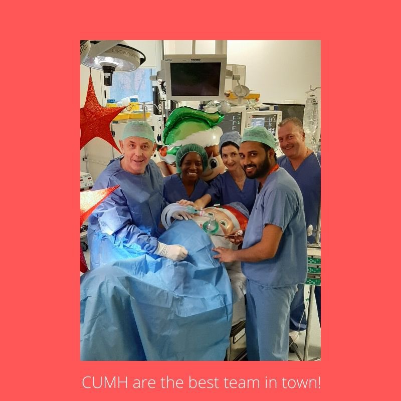 Santa, on a test run to Cork city, had to make an emergency landing causing injury.
The only empty theatre on a Fri afternoon was the 2nd Gynae theatre in #CUMH
The operation was a success -
Christmas is saved!