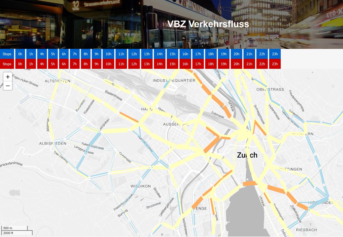 joramschito's tweet photo. Ueli Isenschmid, Anian Pleisch, Janik Sievert und Severin Spörri haben analysiert, welche Tramlinien der @vbz_zueri_linie zu welchen Zeiten besonders ausgelastet sind. Mit der dabei entwickelten App können Kapazitätsengpässe gefunden und Reiserouten optimiert werden. #ethgis https://t.co/lkk8zffmJS