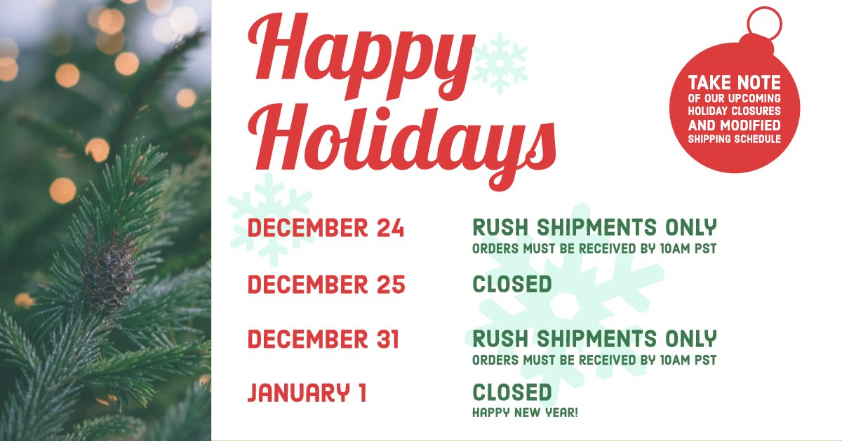 DENTInstruments's tweet photo. As the end of the year approaches, we have some holiday closures to keep in mind. Please plan ahead knowing that shipping times may be impacted. From the DENT family to yours, we hope your holiday is merry and bright! https://t.co/71i5b2Yftb