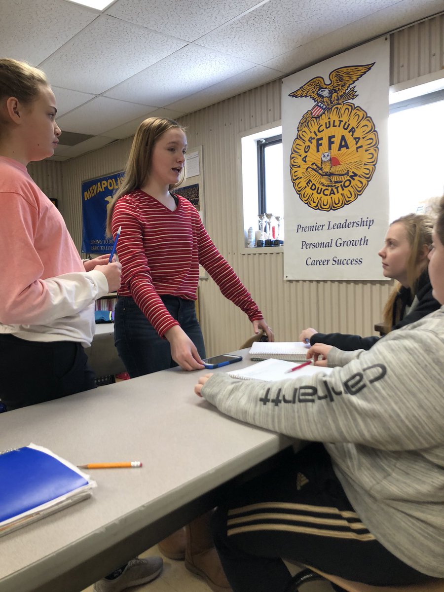 Ag 1 students practicing Parliamentary Procedure. Future Fairboard, School Board, City Council member, FFA Officers, etc in the making.