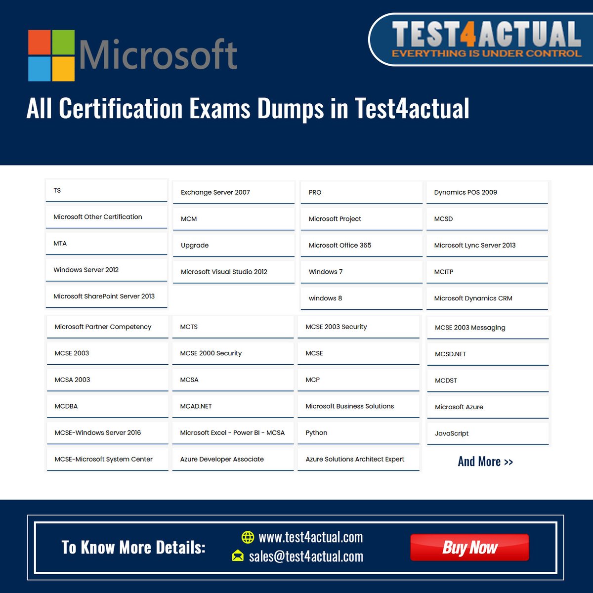 test4actual's tweet photo. #MicrosoftCertificationExams | Test4actual

All Microsoft Certification Exam #Dumps in Test4actual
100% Success Guarantee
https://t.co/mmE8gDnSBE https://t.co/bBzcC3DBZm