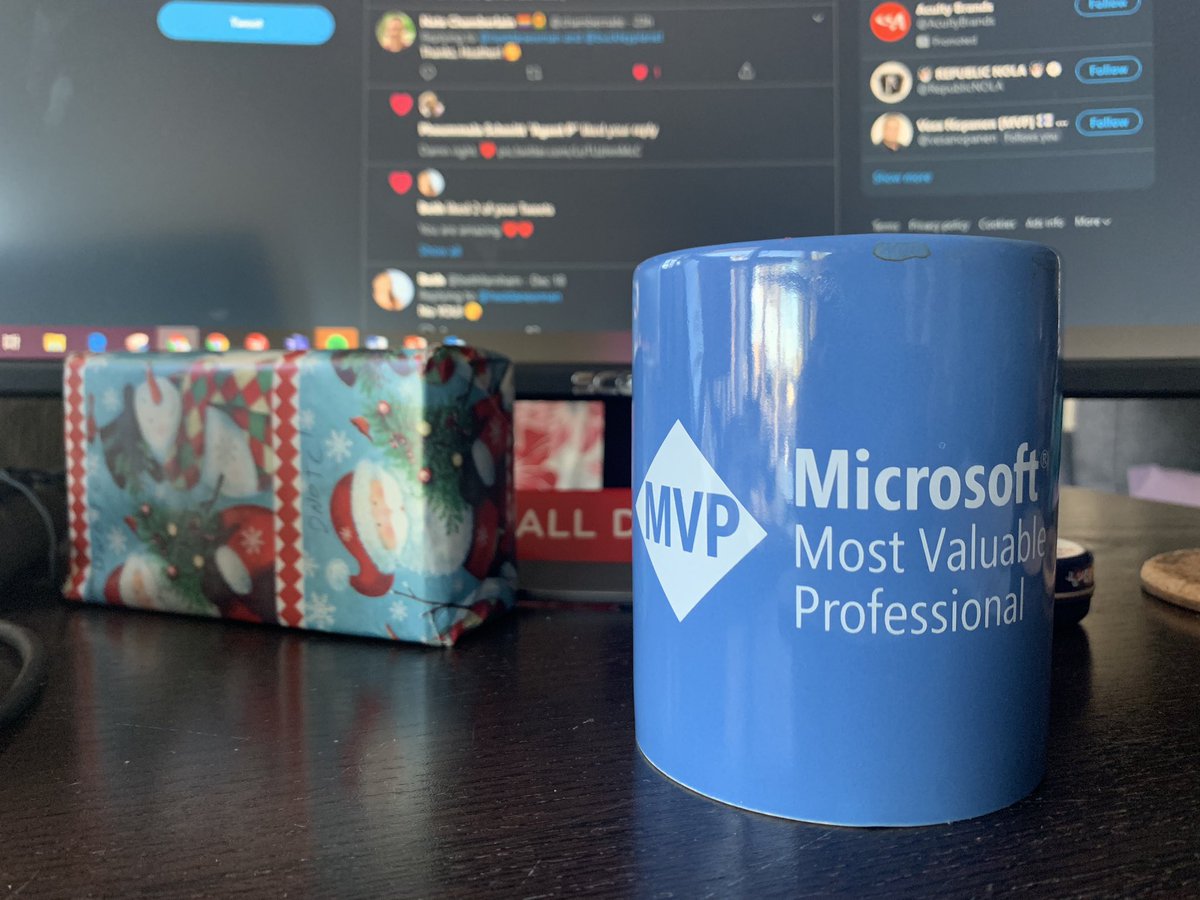 heddamaven's tweet photo. And today its this one keeping me company as I send out invites for @mavensdoitbetta #podcast interviews for 2020. Excited!!! Thank you @lauriepottmeyer @xGokan @patricg @mwcparis @MicrosoftTeams #MVPBuzz And a present in the background I’m dying to open. #waitforchristmas ❤️ https://t.co/GamoEh7qFs