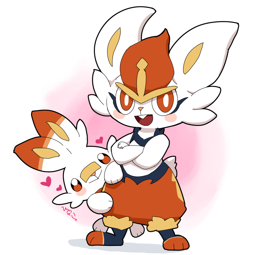 scorbunny pokemon (creature) open mouth crossed arms smile heart bright pupils standing  illustration images