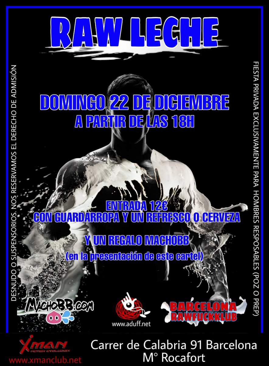 ClubXman's tweet photo. ESTE DOMINGO, PRIMERA #RAWLECHE DE @rawfuckklub EN EL @ClubXman
NE TE PIERDAS ESTA FIESTA ORGANIZADA PARA QUE LOS PARTICIPANTES TOMEN UN MAXIMO DE PLACER !! https://t.co/4XK49paIDj
