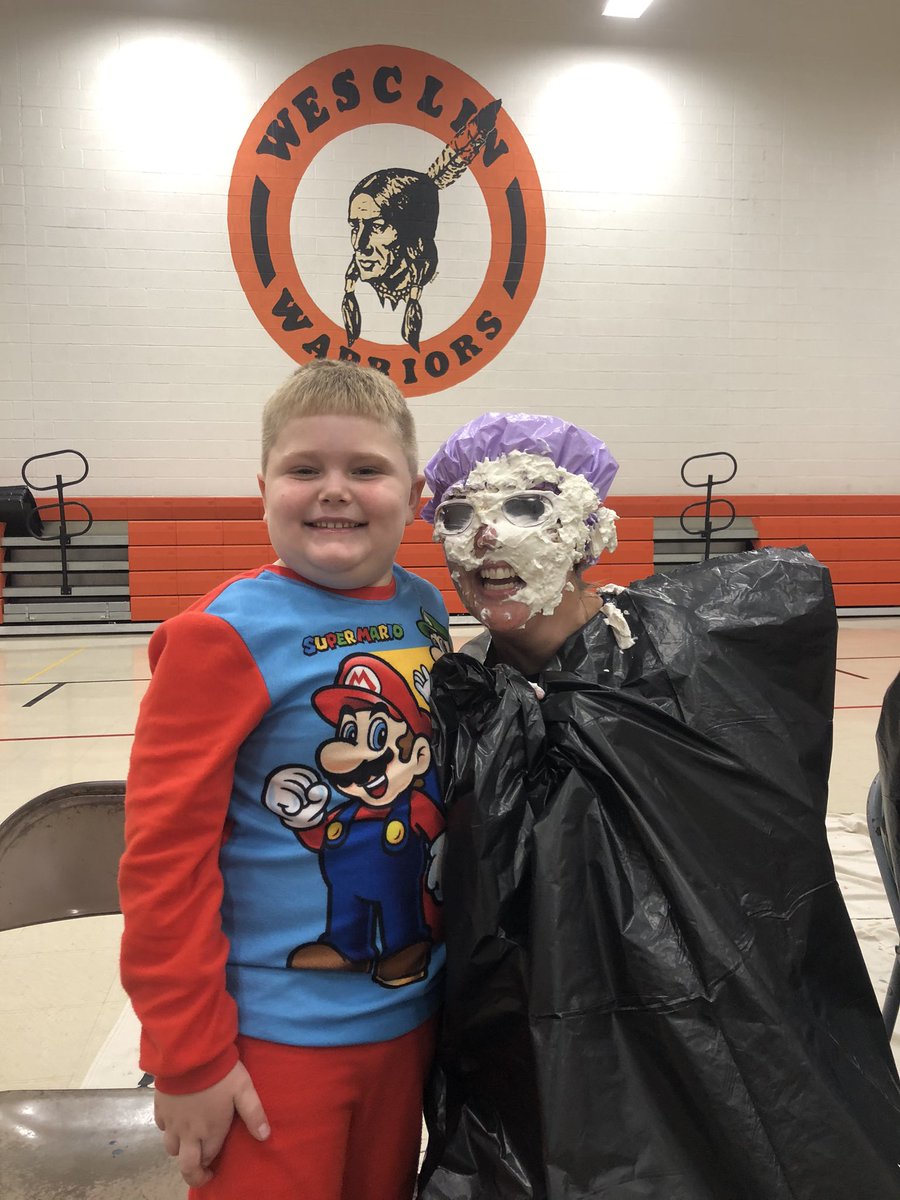 AthmerCourtney's tweet photo. Reading, musical chairs, pie in the face, and classroom parties! Going out with a bang! #alleducatorswillneedanap #loveourschool #happybreak #pieface #snuggleupandread #wesclinwarriors #nbe #youwillbemissedHeidi https://t.co/L2jtKB4ES0