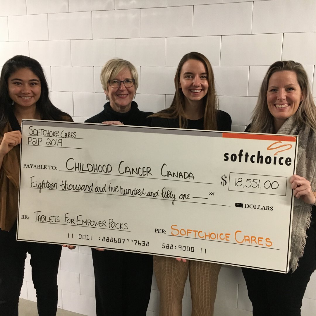 ChldhdCancerCan's tweet photo. We would like to give a special thanks to @softchoice @softchoicecares for raising $18,551.00 in 2019 for Empower Pack tablets.
#childhoodcancerawareness #softchoice #cancerkids #empowerpacks #tablets #canada #donations #fundraise https://t.co/yzcbQWi4Rr