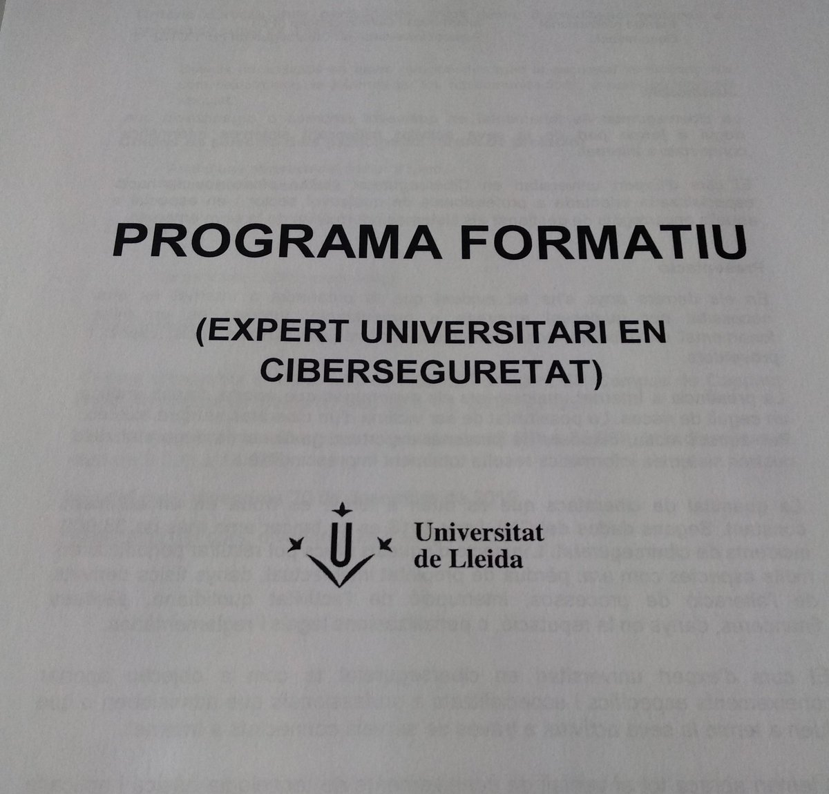 PAlbaiges's tweet photo. Empezamos hoy con ilusión el curso 'Experto universitario en ciberseguridad' @IFR_Group @EPS_UdL @AdelgadoIfr https://t.co/sWCik4BEp7