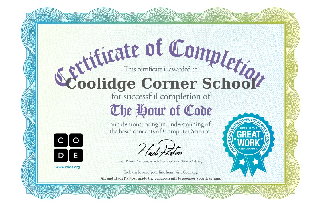 24 classrooms and over 500+ students participated in Hour of Code this year. Congrats to CCS!!! #HourofCode2019