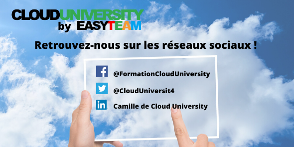 🌟Retrouvez Cloud University, premier organisme de formation sur le Cloud sur nos différents réseaux sociaux : 
Twitter : <a href="/clouduniversit4/">Kanopée</a> 
Facebook : @FormationCloudUnviersity 
Linkedin: Camille de Cloud University !  ☄️ easyteam.fr/actu/easyteam-…