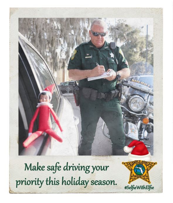 SheriffCitrus's tweet image. On the 8th day of Christmas Dasher gave to me, eight safe driving habits. Plan your route ahead, have an emergency supply kit, mind your speed, be aware of the weather, don’t drive tired, avoid peak traffic, secure your pets, &amp;amp; don’t use your phone. #SelfieWithElfie