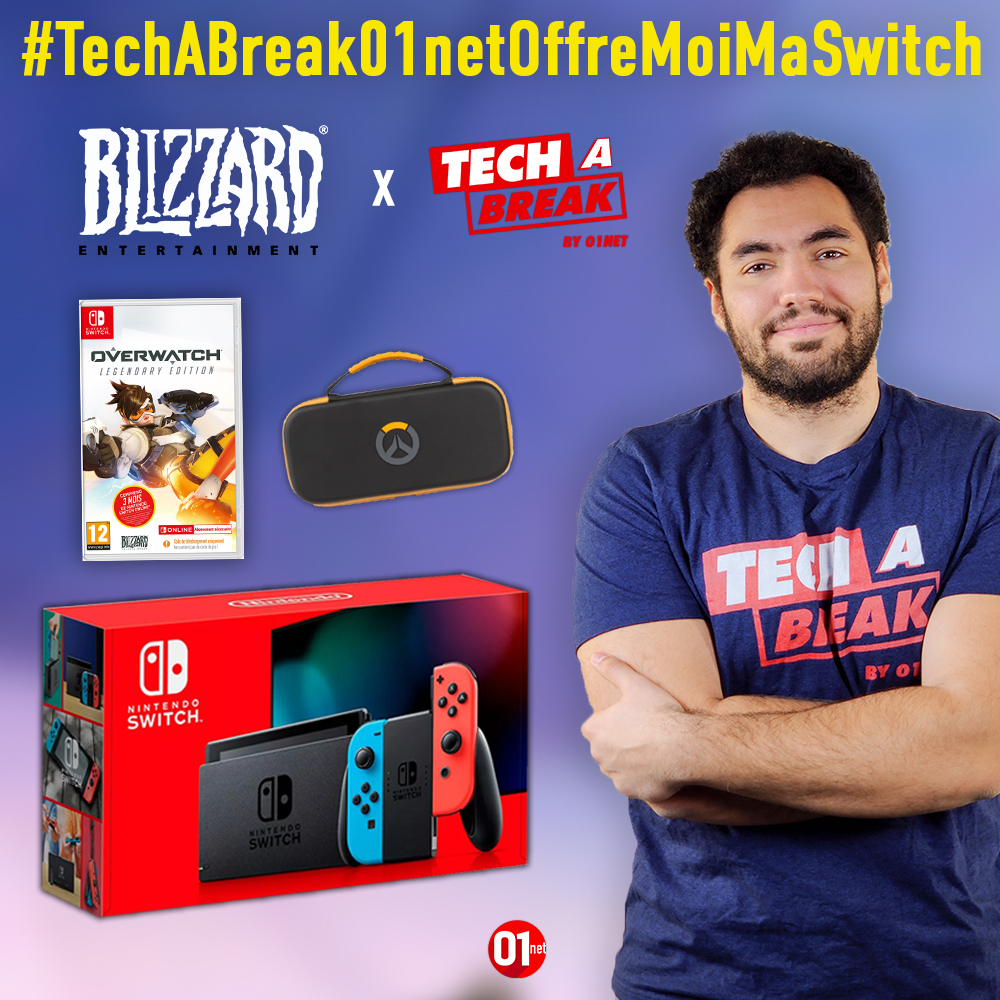01net's tweet photo. Grâce à l'émission Tech a Break de 01net et Blizzard, tentez de gagner votre Switch + votre jeu et case Overwatch !

Pour participer : 

- RT ce tweet
- Follow @01net &amp; @OverwatchFR 
- Tweetez avec le #TechABreak01netOffreMoiMaSwitch (oui c'est encore long)

Bonne chance à tous🎁 https://t.co/DclnmQu7fd
