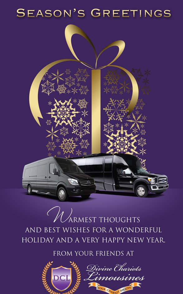 Divine_Chariots's tweet image. From our family here at Divine Chariots Limousines, Seasons Greetings! Wishing you joy and prosperity for 2020! #luxury #luxurycars #limousine #divinechariots #dcl