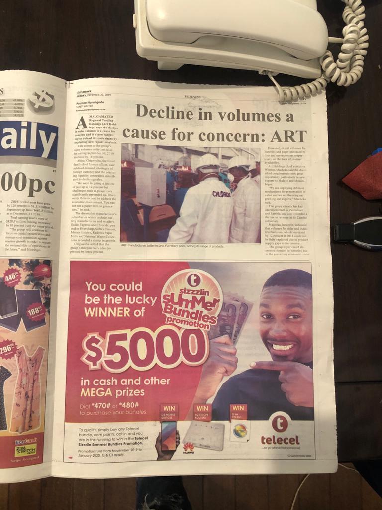 Leeknotic's tweet photo. God is really putting me on Guys😍😍😍😍😍😍😍😍😍😍😍, thank you Team Telecel #Tatu Advertising #Todays Daily news paper....... @ByoArtsAwards @Zimusicawards @SkyzMetroFM https://t.co/83YbgOWN10