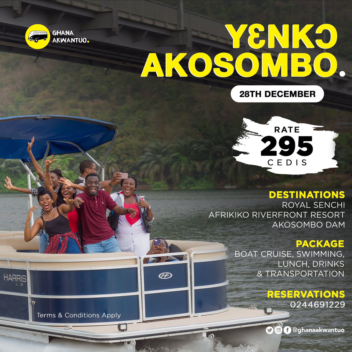 MoveWithPhish's tweet photo. @GhanaAkwantuoβs last trip for the year is on 28th December.
Destination: Akosombo
Investment π
: Ghc295
Donβt miss this one oh! DM or WhatsApp 0244691229. #YenkoAkosombo #YearOfReturn https://t.co/M0c8lMnIlt