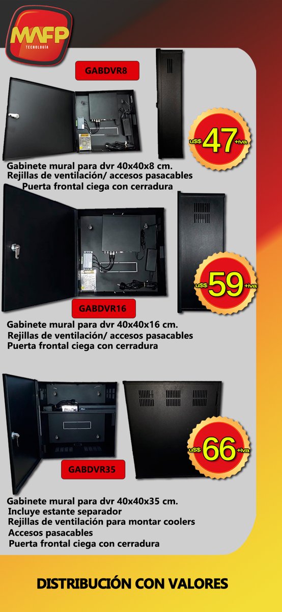 Nuevos gabinetes antivandalicos para DVR
(solo venta al gremio)